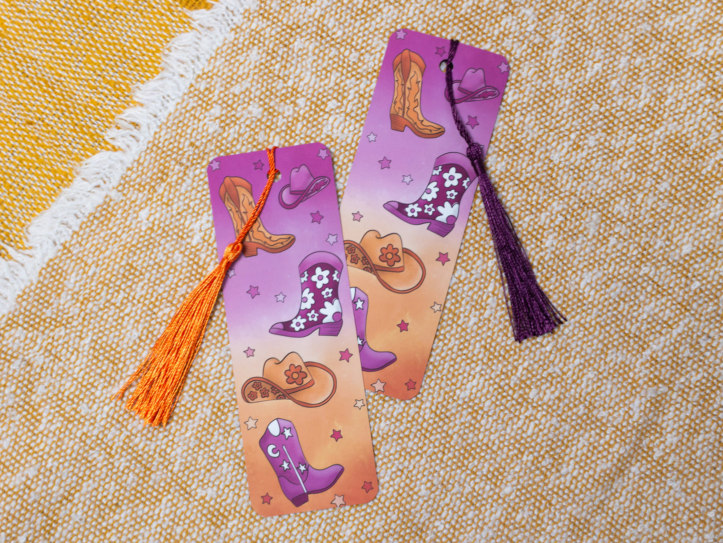 Cowgirl / Cowboy / Cowthey Bookmark with Tassel - front and back