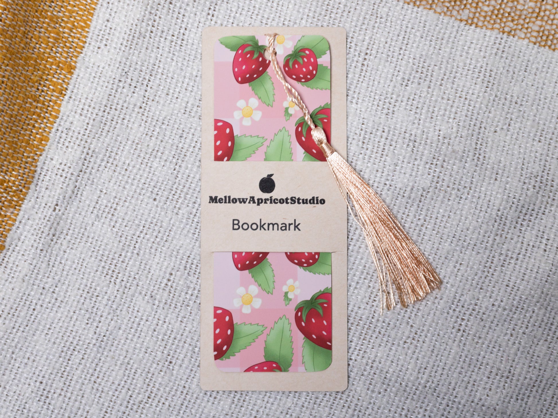 Strawberry Bookmark with Tassel - in packaging