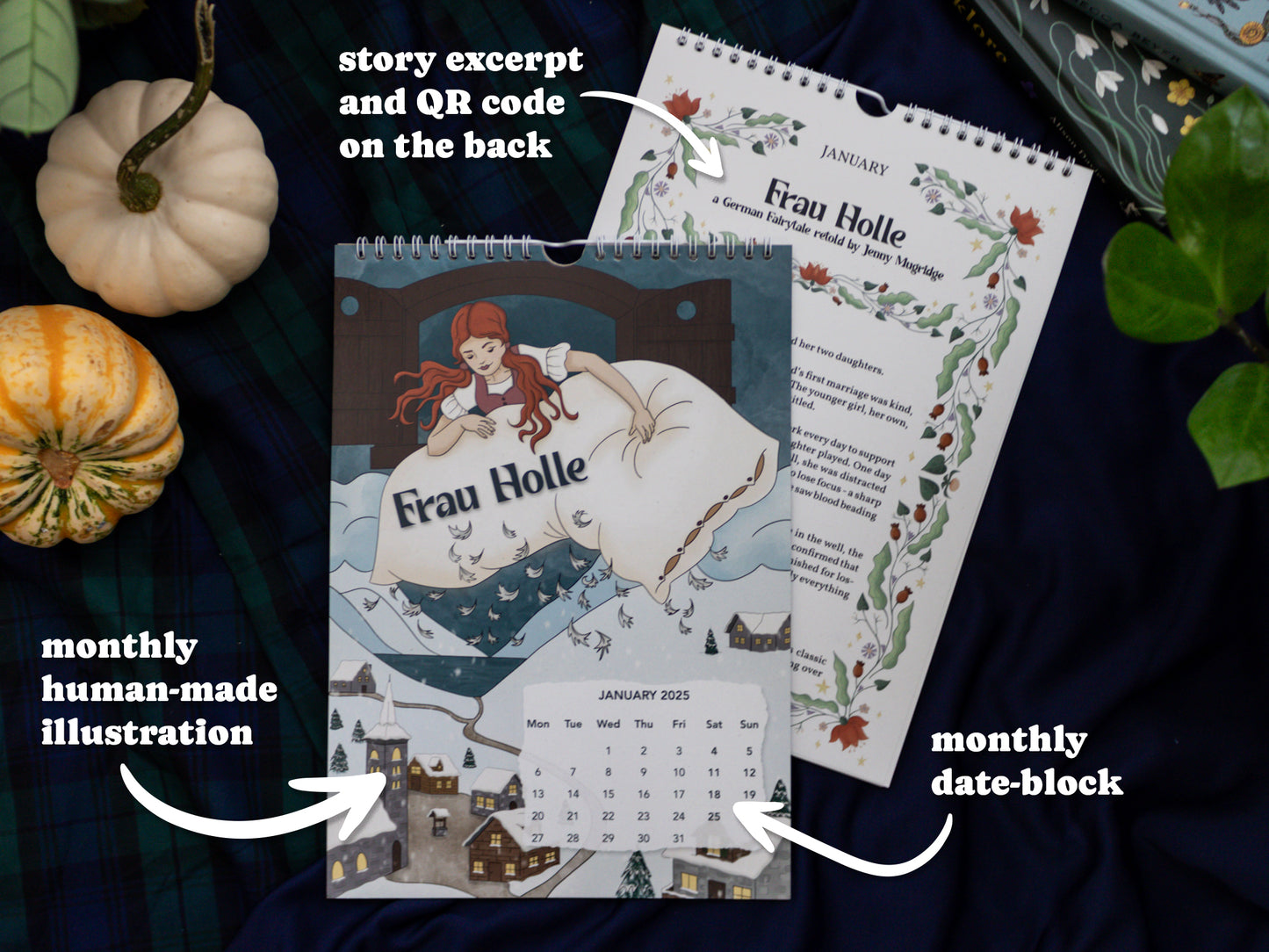 2025 Fairytale Wall Calendar - January Page - Frau Holle