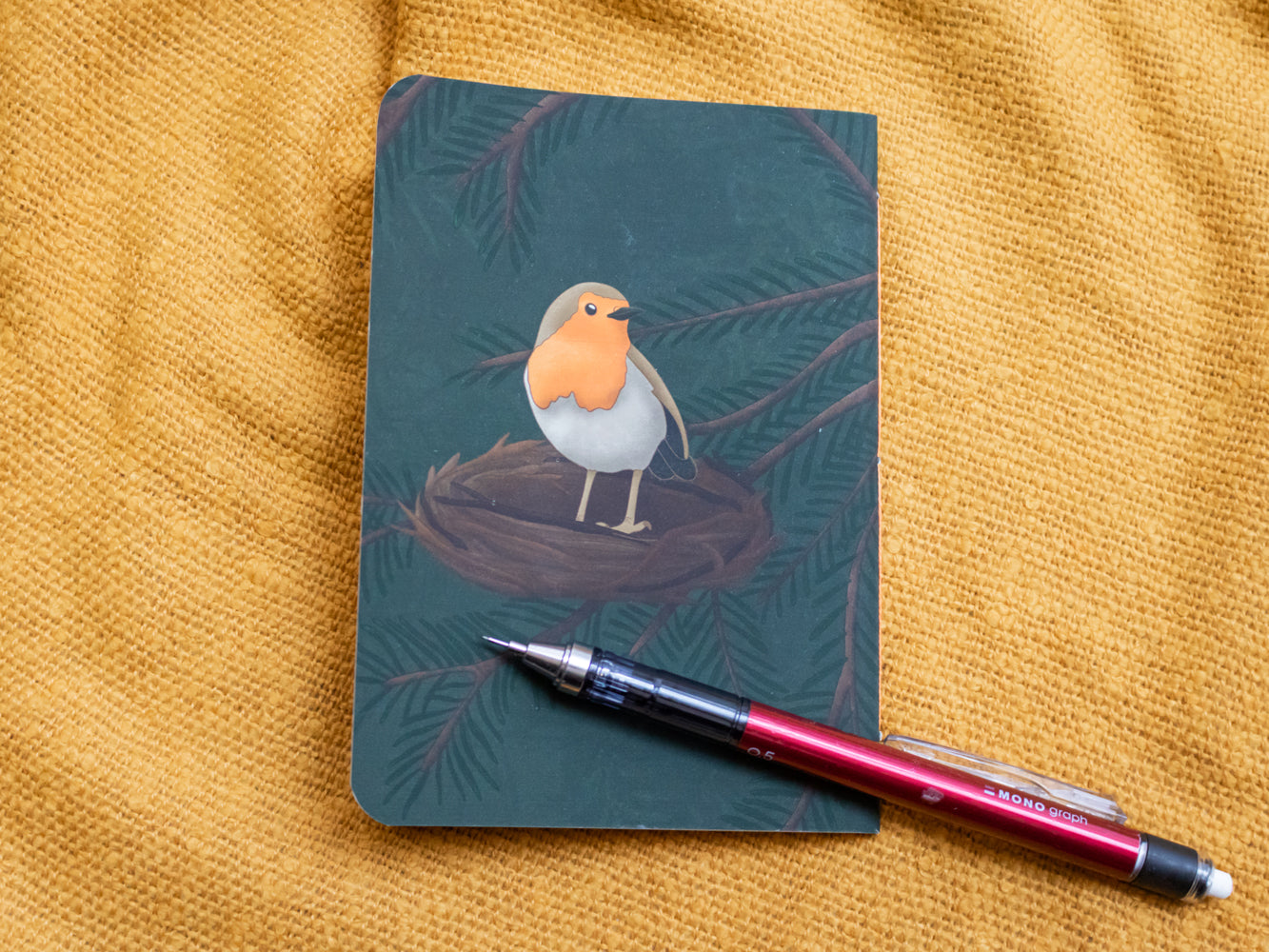 A6 Handmade Notebook with Robin Design