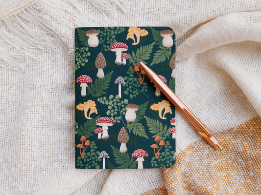 A6 Mushroom and Fern Handmade Notebook Cover