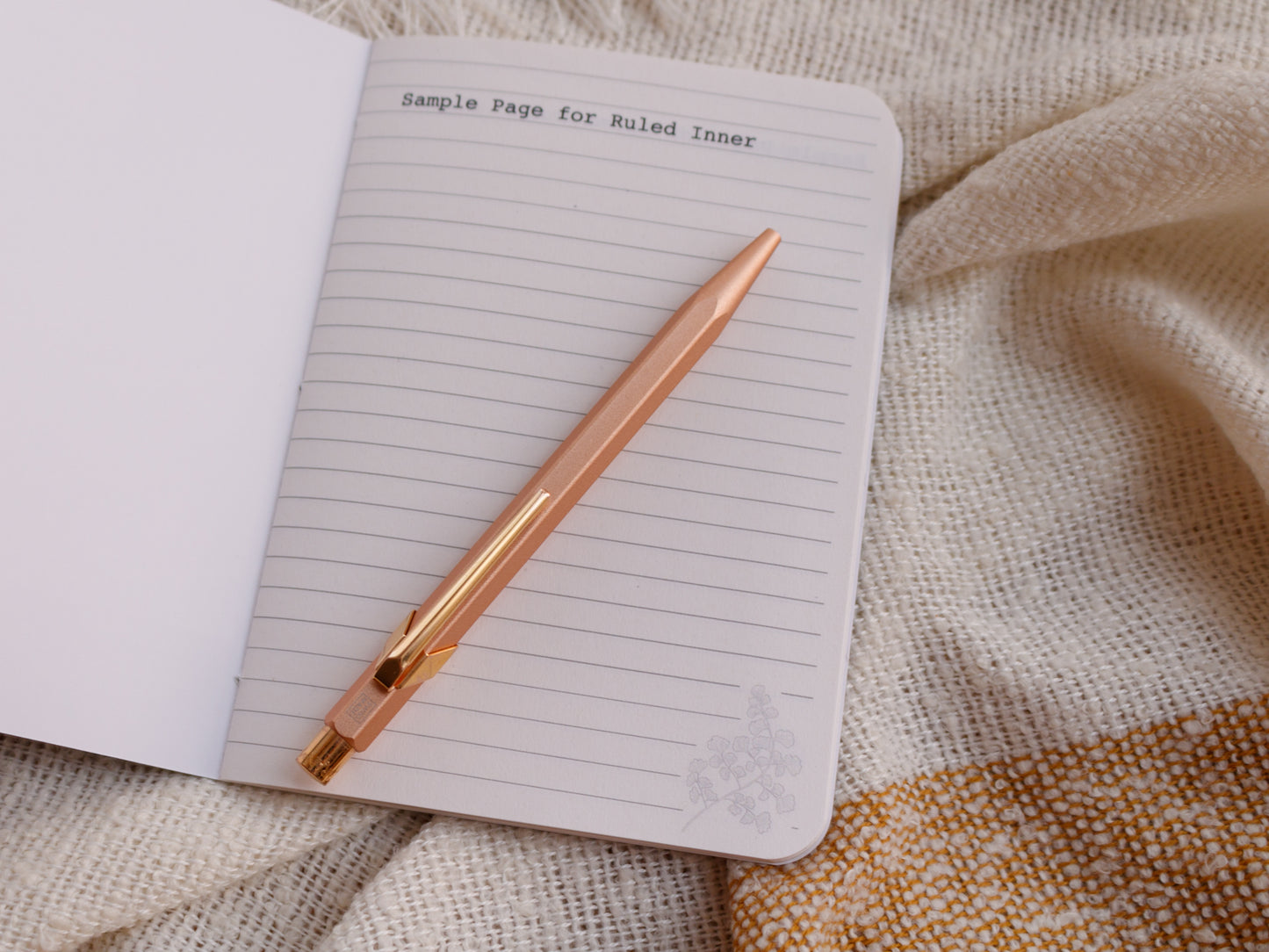 A6 Mushroom and Fern Handmade Notebook - Inside Page with Lines