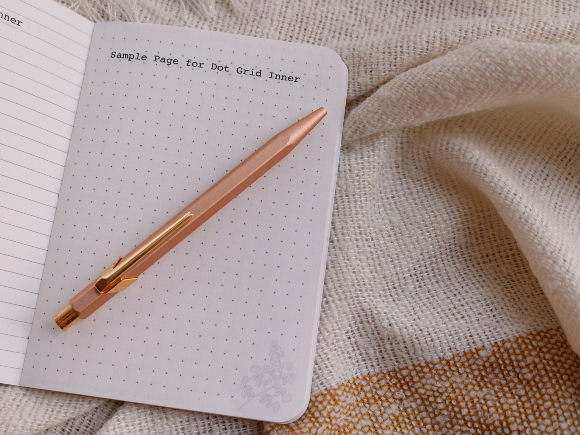 A6 Mushroom and Fern Handmade Notebook - Inside Page with Dot Grid