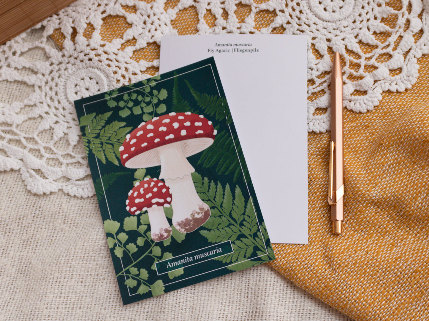 Fly Agaric Mushroom Postcard with Pen