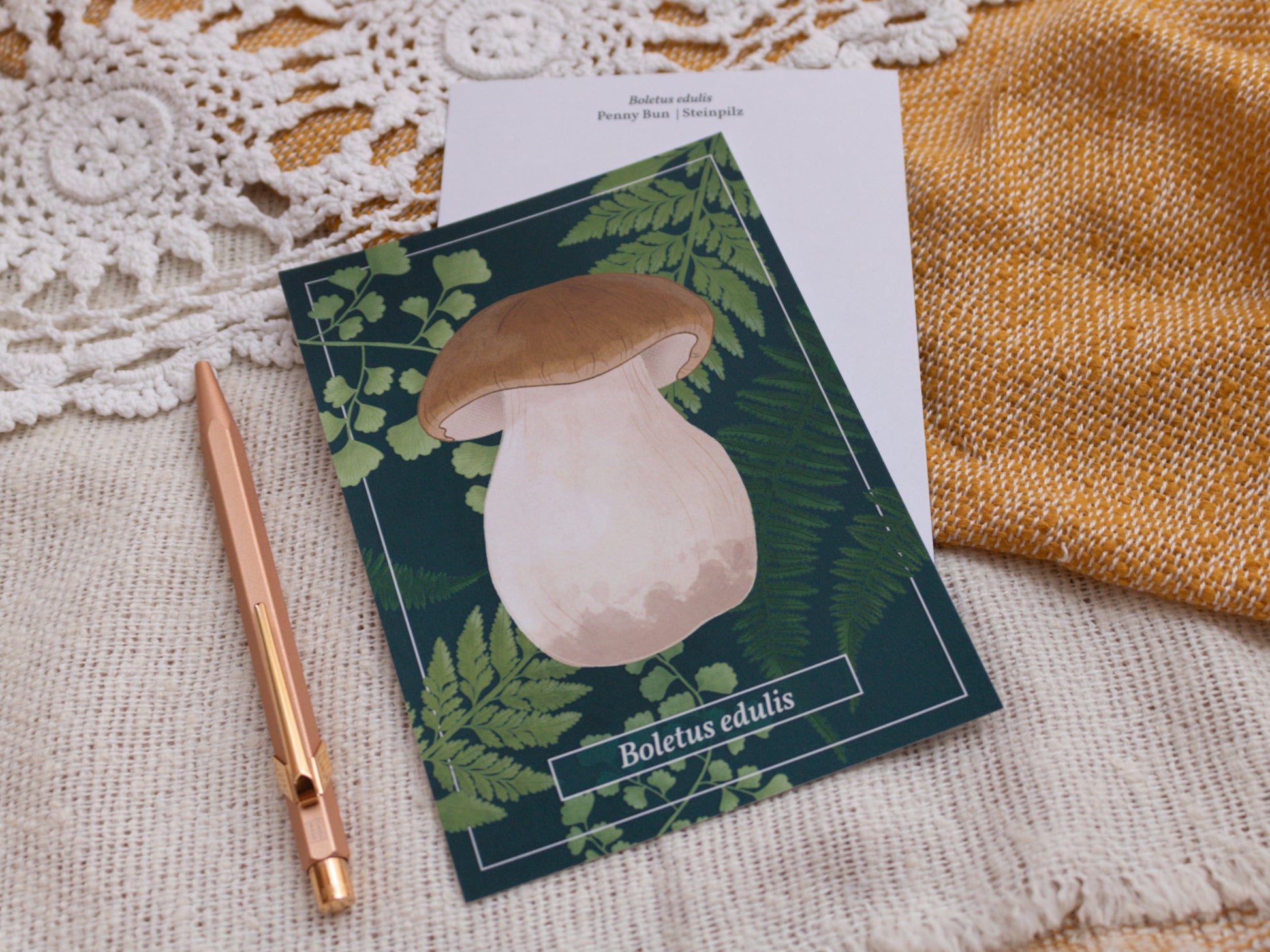 Penny Bun Mushroom Postcard with pen