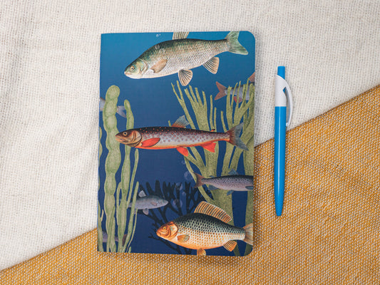 A5 Handmade Notebook with Vintage Fish Design