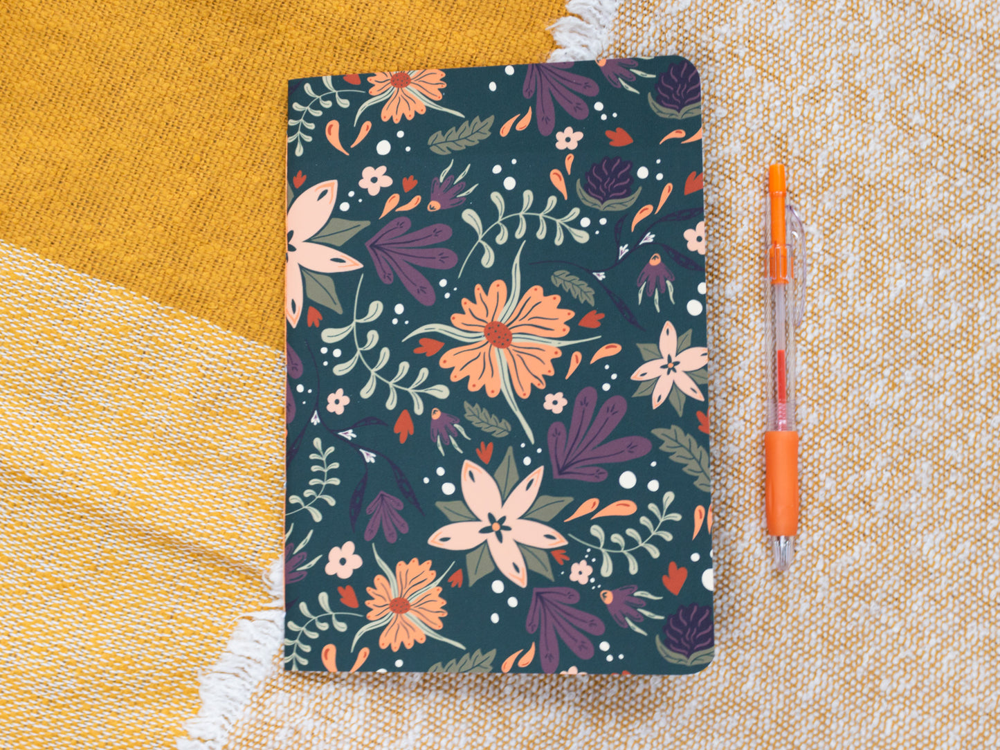 A5 Handmade Notebook with Autumnal Floral Design