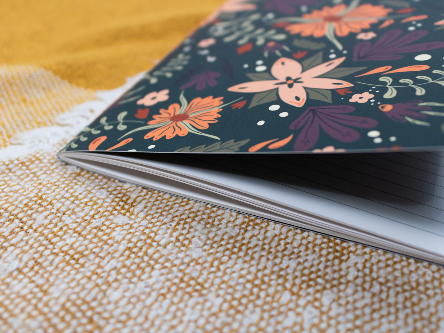 A5 Handmade Notebook with Autumnal Floral Design - close up