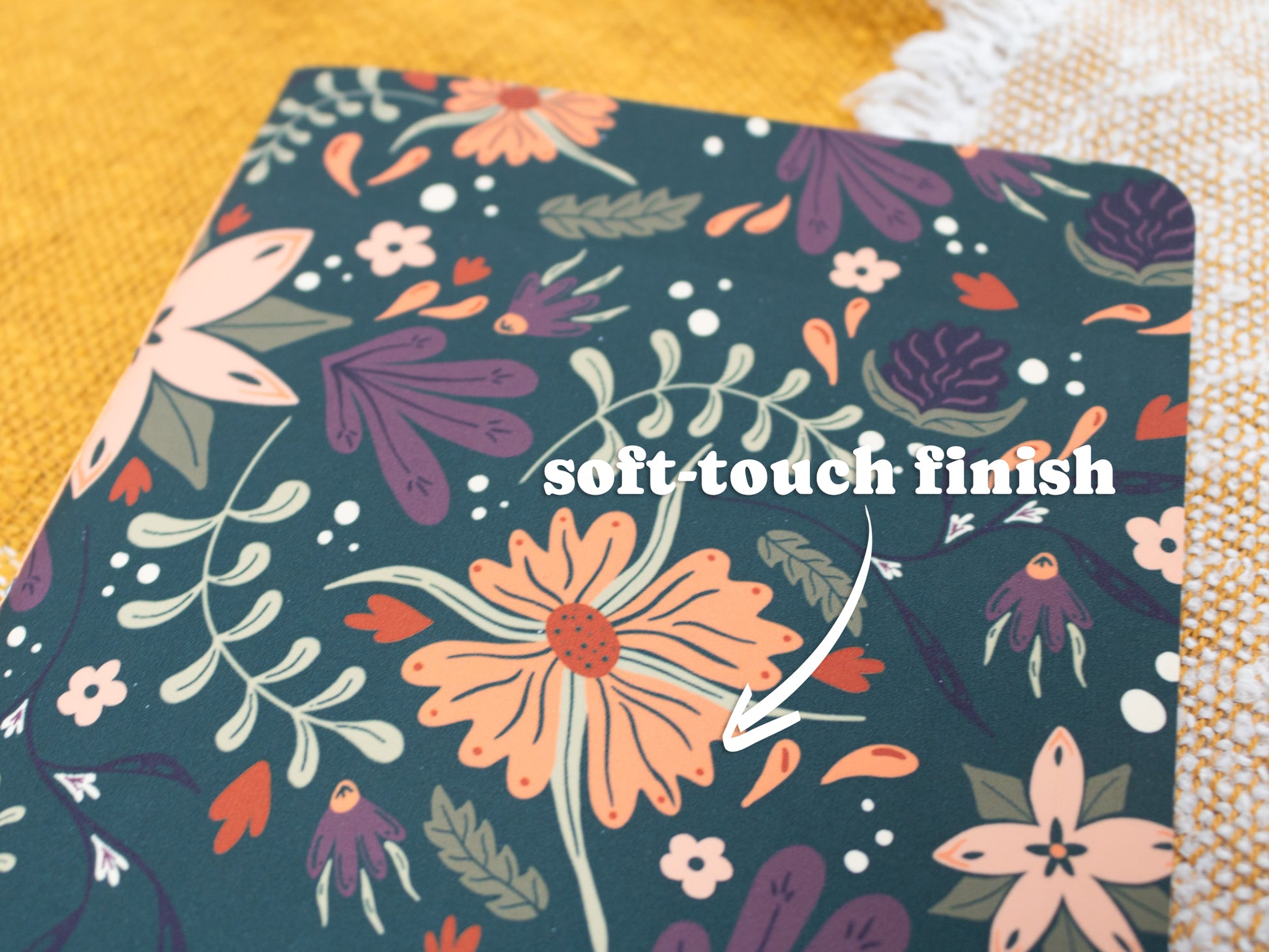 A5 Handmade Notebook with Autumnal Floral Design - soft-touch finish