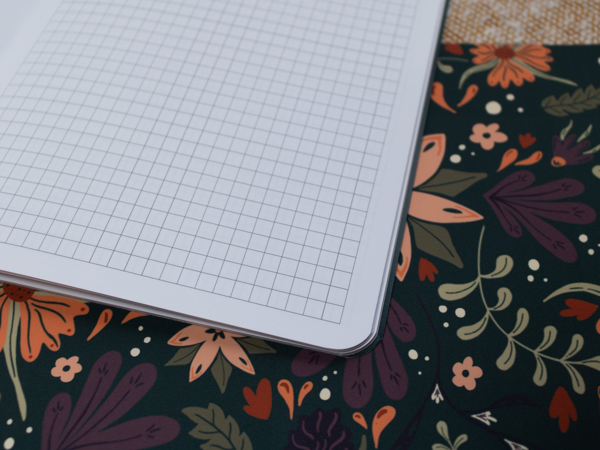 A5 Handmade Notebook with Autumnal Floral Design - squares