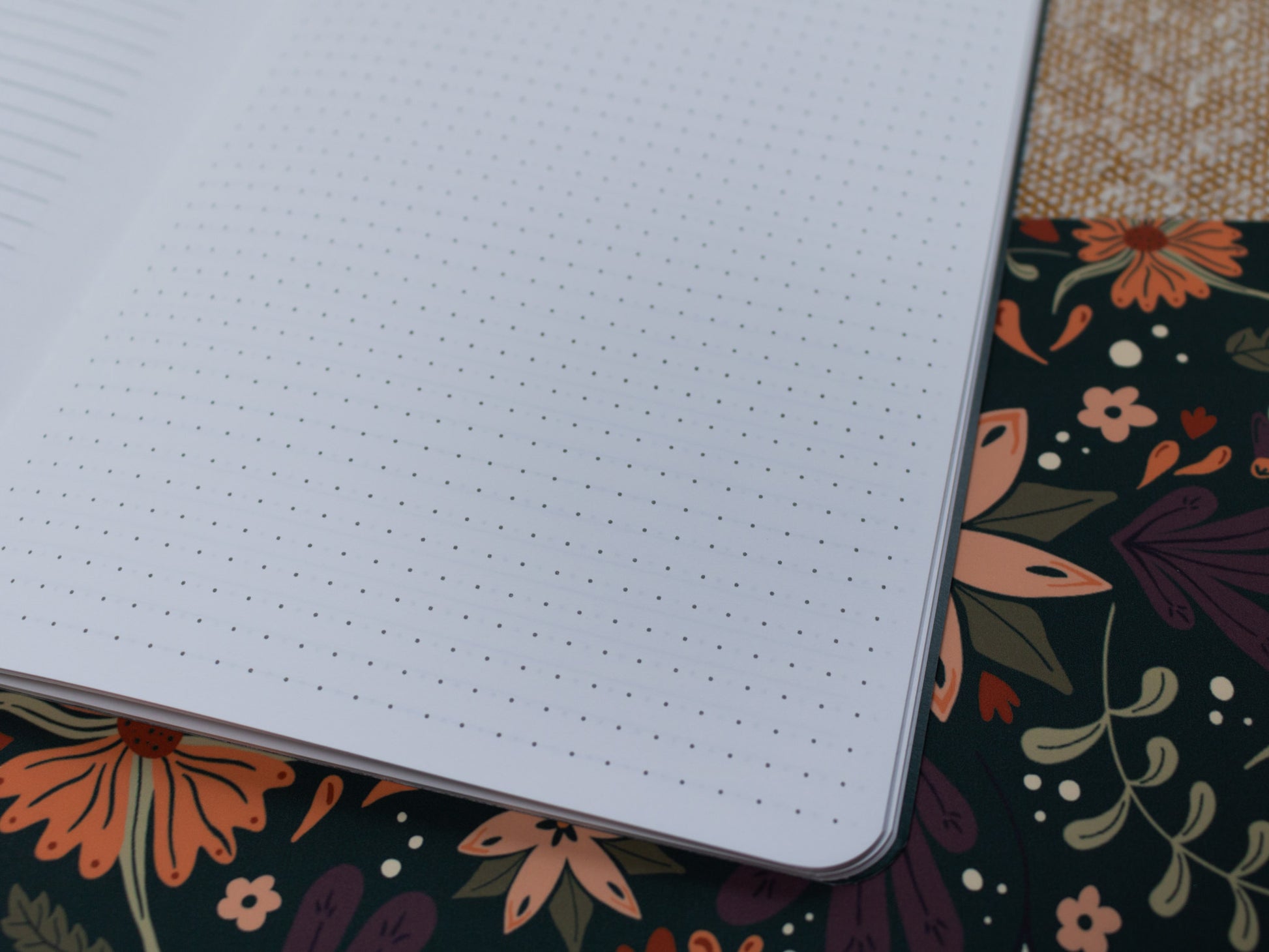 A5 Handmade Notebook with Autumnal Floral Design - dot grid