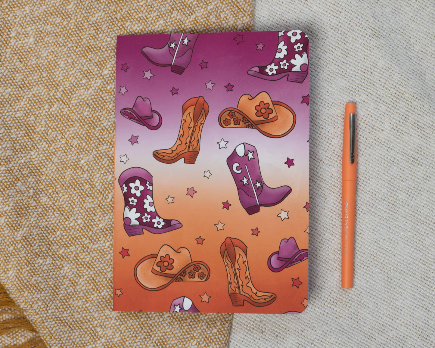 A5 Handmade Soft Cover Notebook with Cowboy Pattern