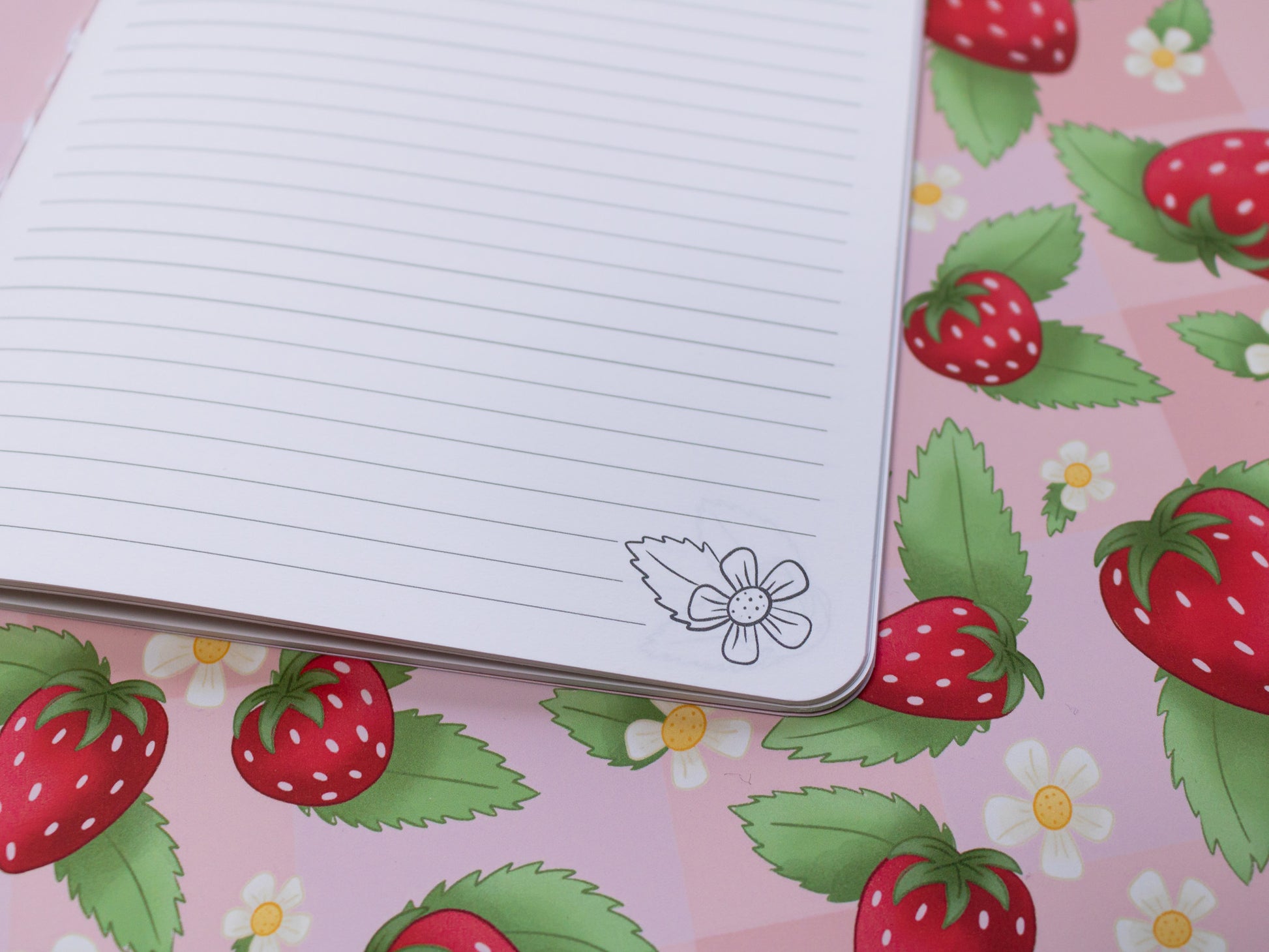 A5 Handmade Notebook with Strawberry Design - ruled