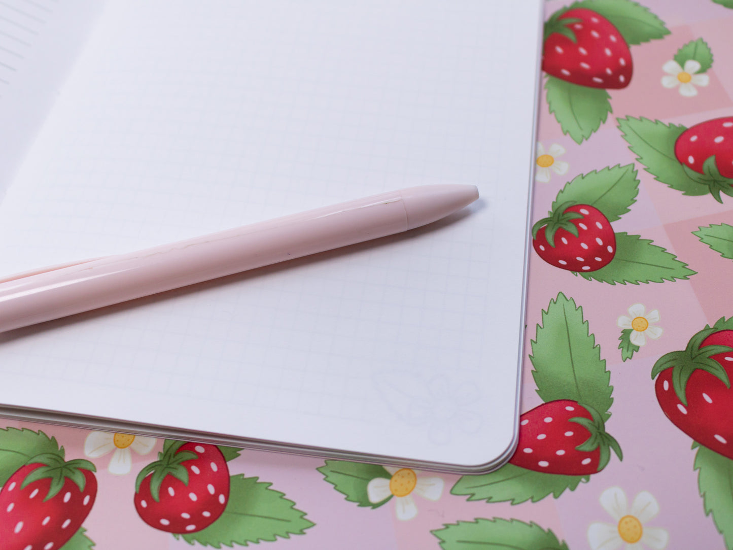 A5 Handmade Notebook with Strawberry Design - blank