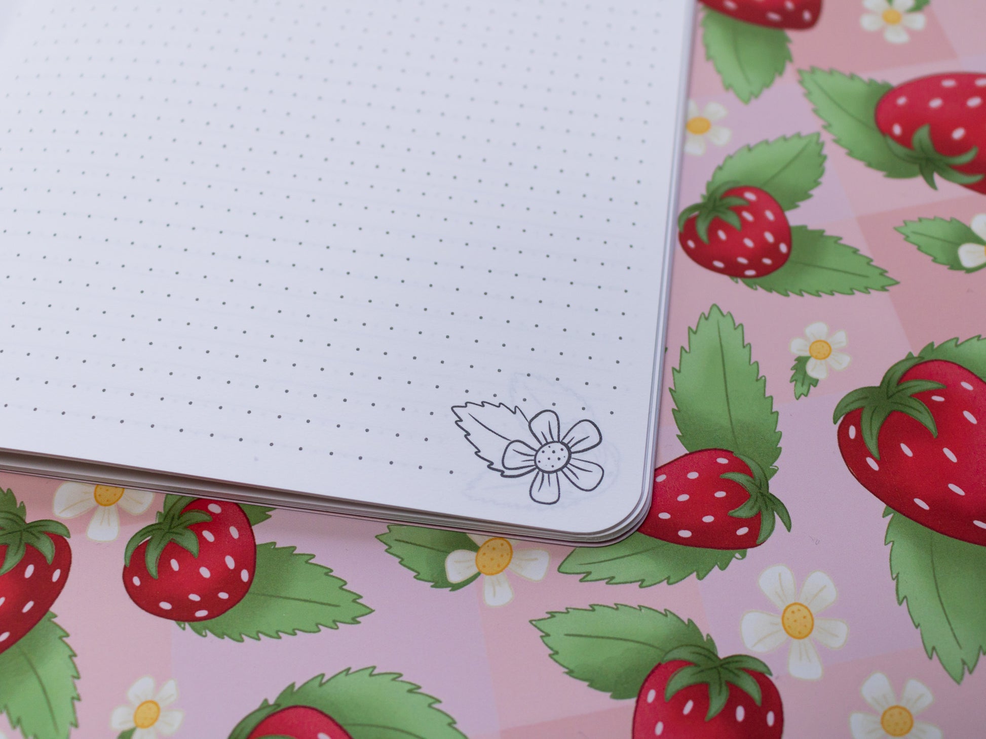 A5 Handmade Notebook with Strawberry Design - dot grid