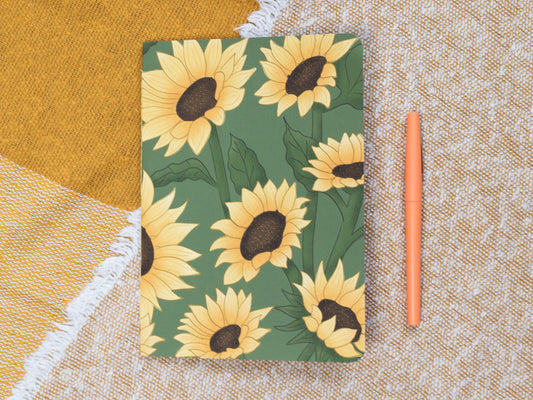 A5 Handmade Notebook with Sunflower Design