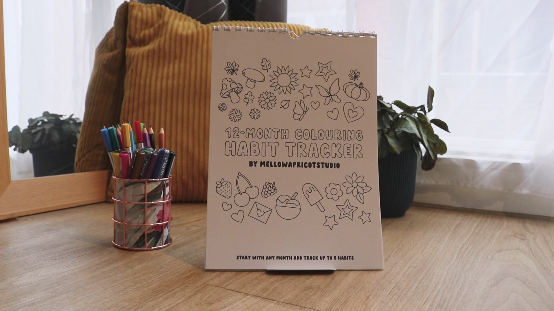 12-Month Colouring Habit Tracker by MellowApricotStudio - video flipping through all the pages