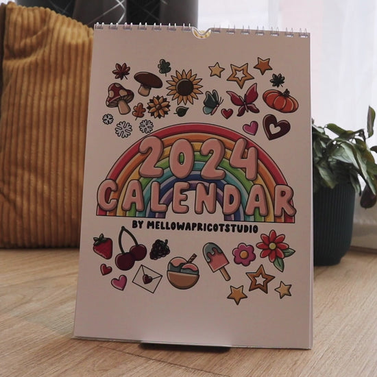 2024 Colourful Calendar by MellowApricotStudio - video flipping through all the pages