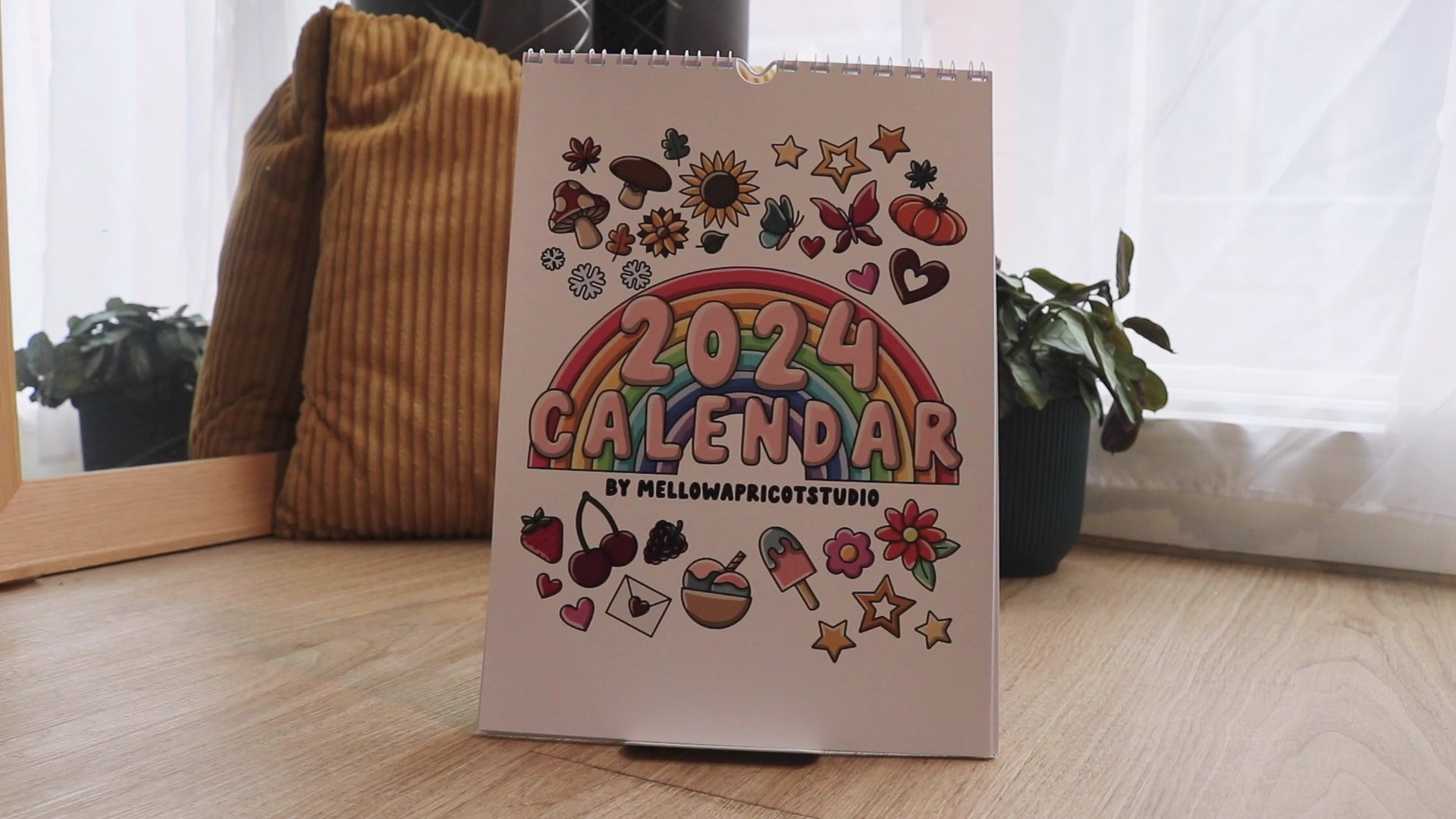2024 Colourful Calendar by MellowApricotStudio - video flipping through all the pages