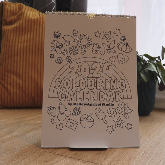 2024 Colouring Calendar by MellowApricotStudio - video flipping through all the pages