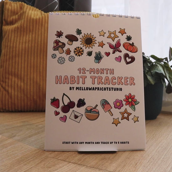 12-Month Playful Habit Tracker by MellowApricotStudio - video flipping through all the pages