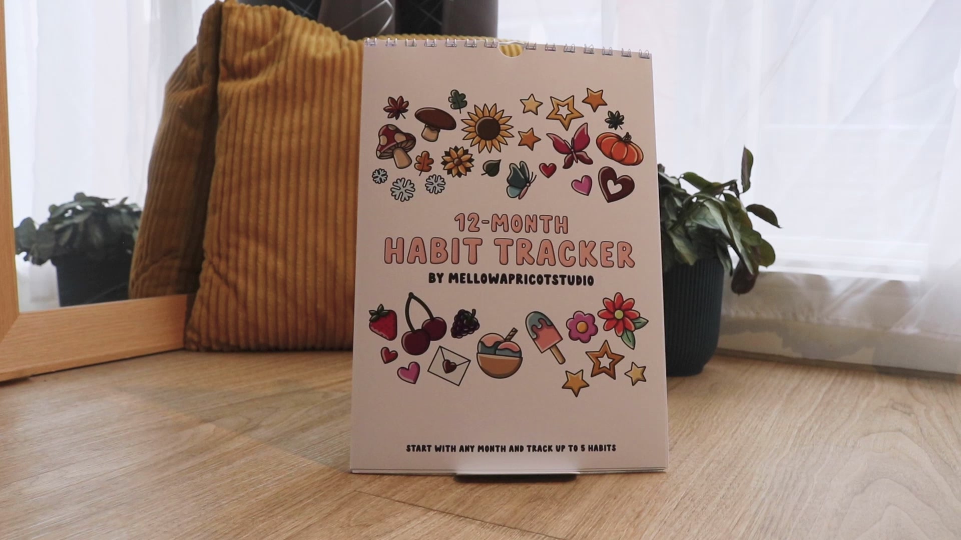 12-Month Playful Habit Tracker by MellowApricotStudio - video flipping through all the pages