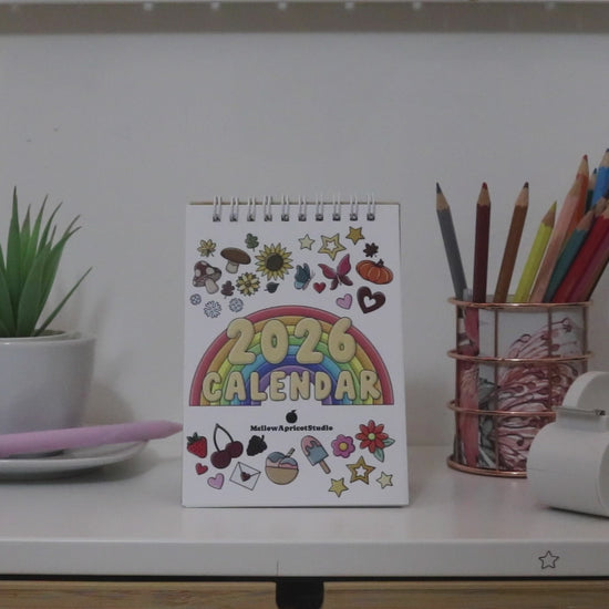 2026 Colourful Mini Desk Calendar with Journal Prompts - Flip through all pages